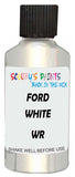 Detail brush applying White Metallic to a small door scratch on an Ford Courier, clean OEM finish