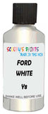 Detail brush applying White Metallic to a small door scratch on an Ford Festiva, clean OEM finish