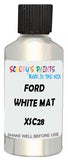 Detail brush applying White Metallic to a small door scratch on an Ford Mondeo, clean OEM finish