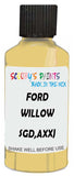 Detail brush applying Yellow Solid to a small door scratch on an Ford Windstar, clean OEM finish