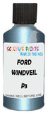 Detail brush applying Blue Metallic to a small door scratch on an Ford Taurus, clean OEM finish