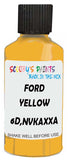 Detail brush applying Yellow Solid to a small door scratch on an Ford Torino, clean OEM finish