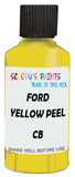 Detail brush applying Yellow Solid to a small door scratch on an Ford Mustang Fastback, clean OEM finish