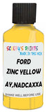 Detail brush applying Yellow Solid to a small door scratch on an Ford Maverick, clean OEM finish
