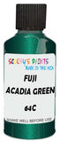 Detail brush applying Green Metallic to a small door scratch on an Fuji All, clean OEM finish