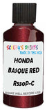Detail brush applying Red Metallic to a small door scratch on an Honda Accord, clean OEM finish