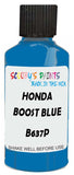 Detail brush applying Blue Metallic to a small door scratch on an Honda Civic, clean OEM finish
