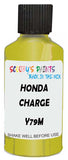 Detail brush applying Yellow Metallic to a small door scratch on an Honda E, clean OEM finish