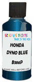 Detail brush applying Blue Metallic to a small door scratch on an Honda Civic Hybrid, clean OEM finish