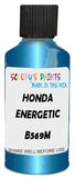 Detail brush applying Blue Metallic to a small door scratch on an Honda Brio, clean OEM finish