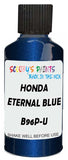 Detail brush applying Blue Metallic to a small door scratch on an Honda Civic, clean OEM finish