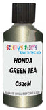 Detail brush applying Green Metallic to a small door scratch on an Honda Cr-V, clean OEM finish