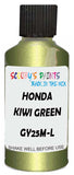 Detail brush applying Green Metallic to a small door scratch on an Honda Element, clean OEM finish