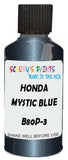Detail brush applying Blue Metallic to a small door scratch on an Honda Accord, clean OEM finish