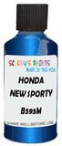 Detail brush applying Blue Metallic to a small door scratch on an Honda Cr-V, clean OEM finish