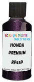 Detail brush applying Purple Metallic to a small door scratch on an Honda Fit, clean OEM finish