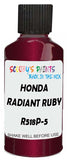 Detail brush applying Red Metallic to a small door scratch on an Honda Accord, clean OEM finish