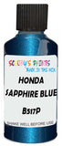 Detail brush applying Blue Metallic to a small door scratch on an Honda Accord, clean OEM finish