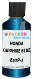 Detail brush applying Blue Metallic to a small door scratch on an Honda Accord, clean OEM finish