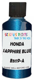 Detail brush applying Blue Metallic to a small door scratch on an Honda Accord, clean OEM finish