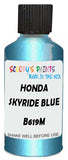Detail brush applying Blue Metallic to a small door scratch on an Honda Jazz, clean OEM finish