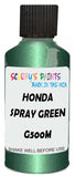 Detail brush applying Green Metallic to a small door scratch on an Honda Z, clean OEM finish