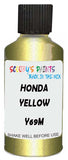 Detail brush applying Yellow Metallic to a small door scratch on an Honda Jazz, clean OEM finish