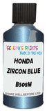 Detail brush applying Blue Metallic to a small door scratch on an Honda Cr-V, clean OEM finish