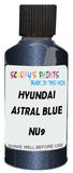 Detail brush applying Blue Metallic to a small door scratch on an Hyundai Sonata Hybrid, clean OEM finish