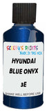 Detail brush applying Blue Metallic to a small door scratch on an Hyundai Getz, clean OEM finish