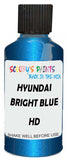 Detail brush applying Blue Metallic to a small door scratch on an Hyundai Scoupe, clean OEM finish