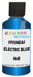 Detail brush applying Blue Metallic to a small door scratch on an Hyundai Ioniq Hybrid, clean OEM finish