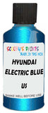 Detail brush applying Blue Metallic to a small door scratch on an Hyundai Elantra, clean OEM finish