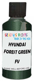 Detail brush applying Green Metallic to a small door scratch on an Hyundai H1, clean OEM finish
