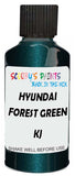 Detail brush applying Green Metallic to a small door scratch on an Hyundai Galloper, clean OEM finish
