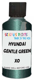 Detail brush applying Green Metallic to a small door scratch on an Hyundai Xg350, clean OEM finish