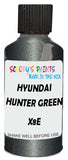 Detail brush applying Green Metallic to a small door scratch on an Hyundai Santa Fe, clean OEM finish