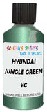 Detail brush applying Green Metallic to a small door scratch on an Hyundai Accent, clean OEM finish