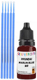 Close-up chip repair on 2012-2021 Hyundai H1 in factory Marlin Blue Metallic (paint code Mr)