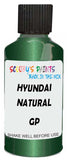 Detail brush applying Green Metallic to a small door scratch on an Hyundai Santa Fe, clean OEM finish