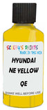 Detail brush applying Yellow Solid to a small door scratch on an Hyundai Santa Fe, clean OEM finish