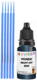 Close-up chip repair on 2017-2018 Hyundai H1 in factory Night Sky Pearl (paint code W9U)