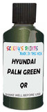 Detail brush applying Green Metallic to a small door scratch on an Hyundai Galloper, clean OEM finish