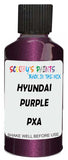 Detail brush applying Purple Metallic to a small door scratch on an Hyundai Solaris, clean OEM finish