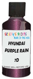 Detail brush applying Purple Metallic to a small door scratch on an Hyundai Elantra, clean OEM finish
