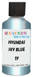 Detail brush applying Blue Metallic to a small door scratch on an Hyundai Excel, clean OEM finish