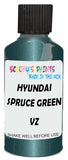 Detail brush applying Green Metallic to a small door scratch on an Hyundai Matrix, clean OEM finish