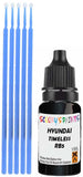 Close-up chip repair on 1986-1998 Hyundai H1 Travel in factory Timeless Black (paint code Rb5)