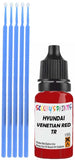 Close-up chip repair on 1969-1970 Hyundai Santa Fe in factory Venetian Red Metallic (paint code Tr)