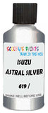 Detail brush applying Silver Metallic to a small door scratch on an Isuzu Hi-Lander, clean OEM finish